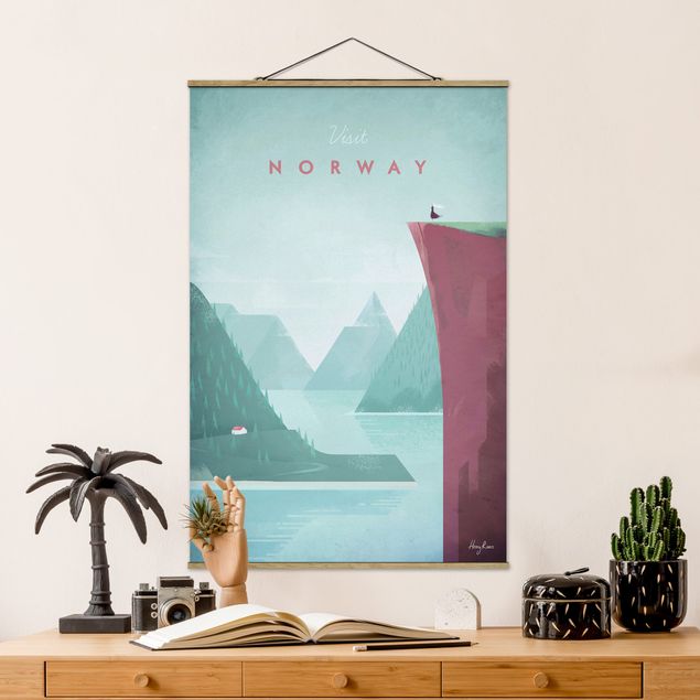 Fabric print with poster hangers - Travel Poster - Norway