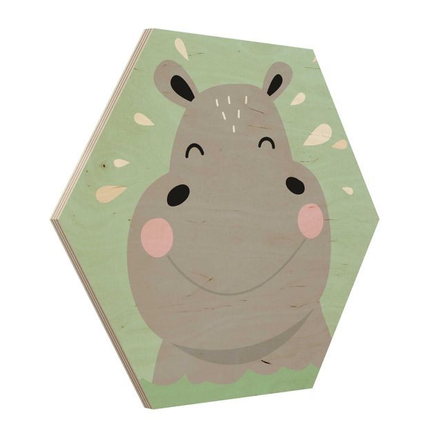 Wooden hexagon - The Happiest Hippo