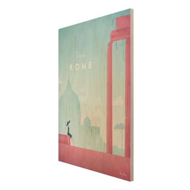 Print on wood - Travel Poster - Rome