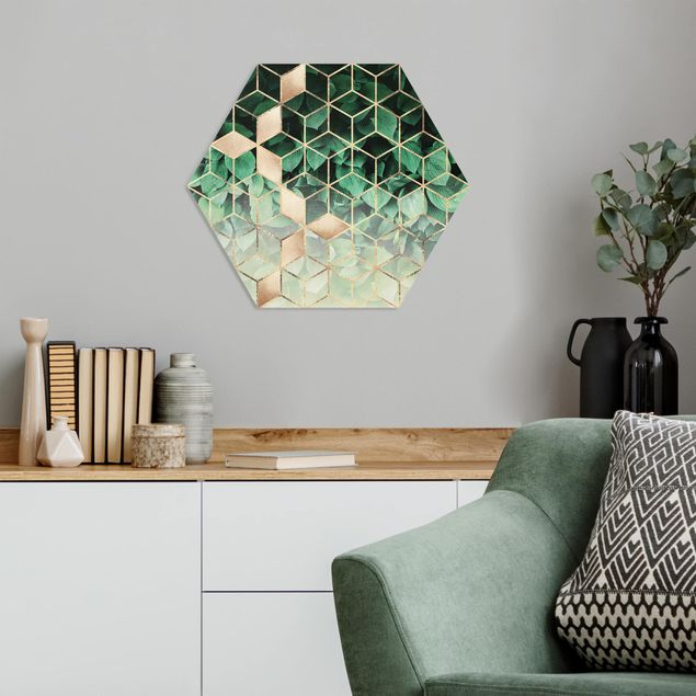 Forex hexagon - Green Leaves Golden Geometry