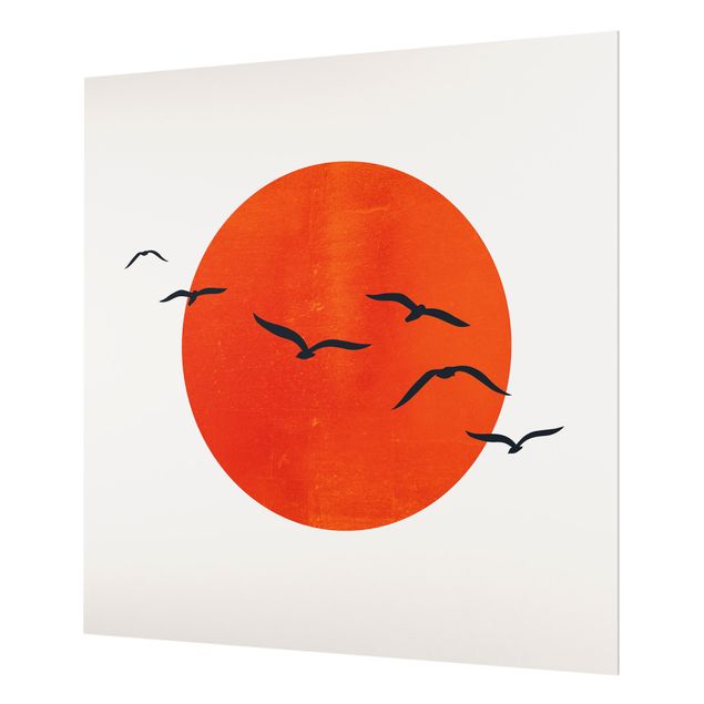 Splashback - Flock Of Birds In Front Of Red Sun I - Square 1:1