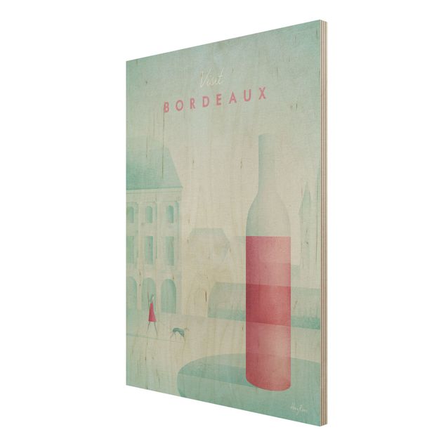 Print on wood - Travel Poster - Bordeaux