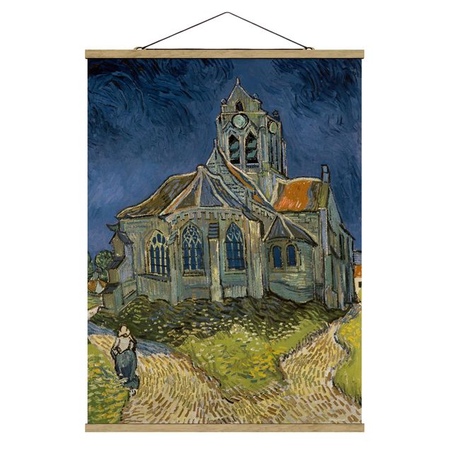 Fabric print with poster hangers - Vincent van Gogh - The Church at Auvers