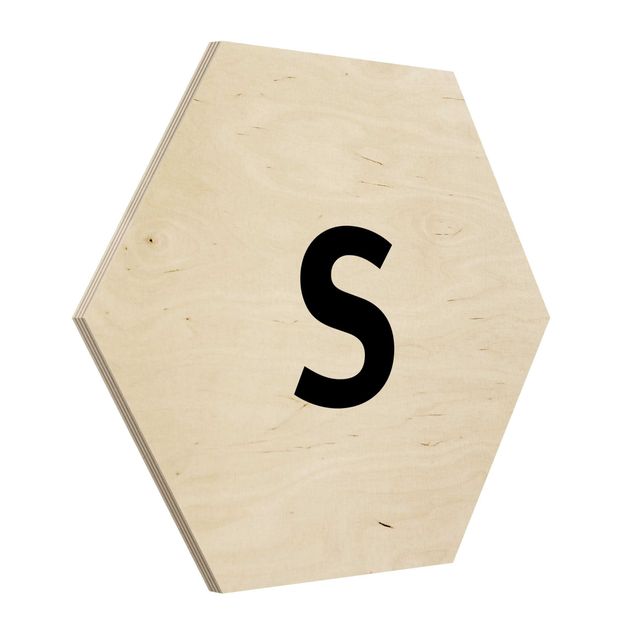 Wooden hexagon - Letter White S
