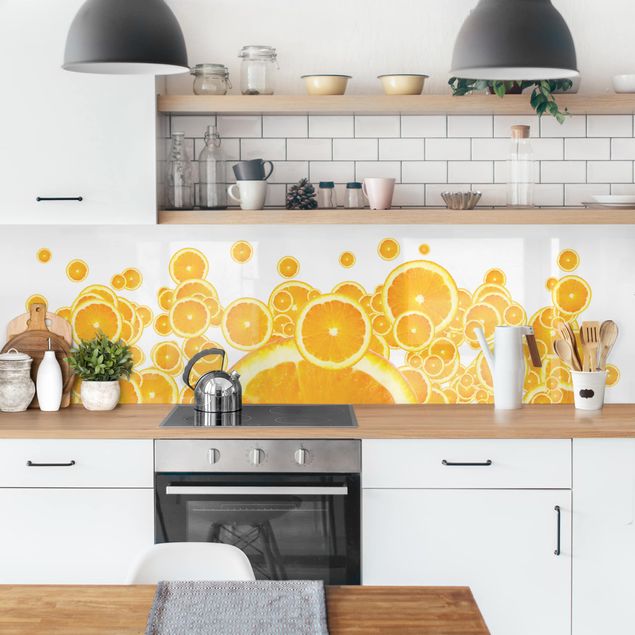 Kitchen wall cladding - Retro Orange Pattern II