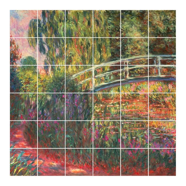 Tile sticker with image - Claude Monet - Japanese Bridge In The Garden Of Giverny