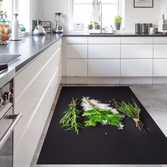 contemporary rugs Herbs On Salt Black Backdrop