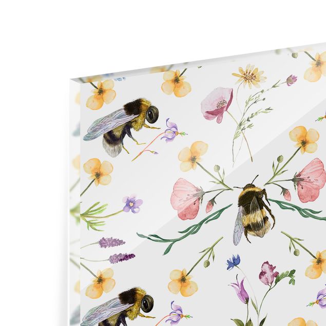 Splashback - Bees With Flowers - Panorama 1:1