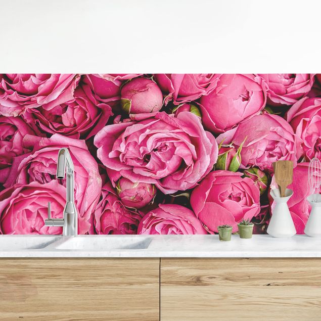 Kitchen splashback flower Pink Peonies