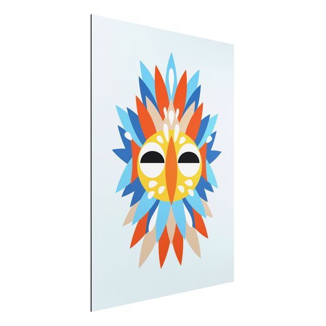 Aluminium dibond Collage Ethnic Mask - Parrot