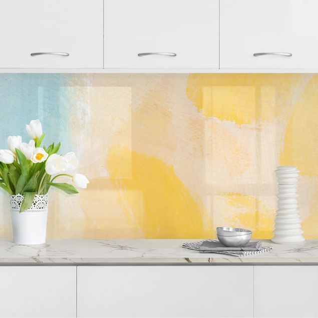 Kitchen splashback abstract Spring Composition In Yellow and Blue