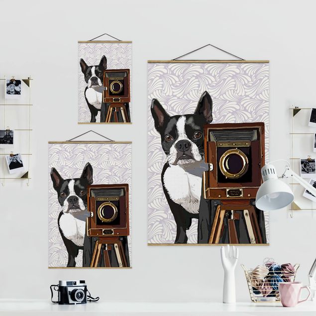 Fabric print with poster hangers - Wildlife Photographer Terrier