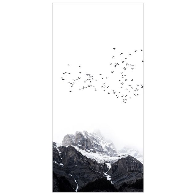 Room divider - Flock Of Birds In Front Of Mountains Black And White