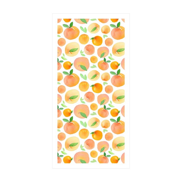 Orange rugs Watercolour Oranges With Leaves In White Frame