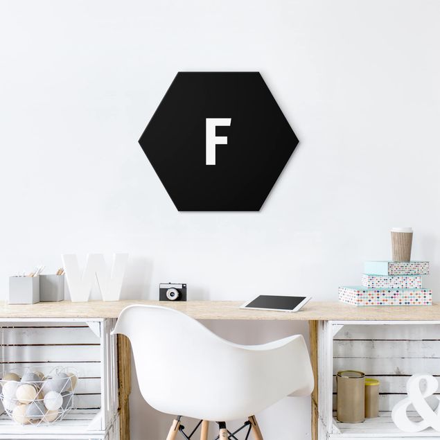 Alu-Dibond hexagon - Letter Black F