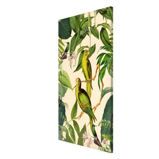 Magnetic memo board - Vintage Collage - Parrots In The Jungle