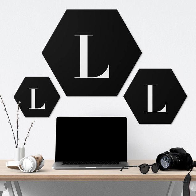 Alu-Dibond hexagon - Letter Serif Black L