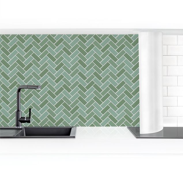 Kitchen wall cladding - Fish Bone Tiles - Green