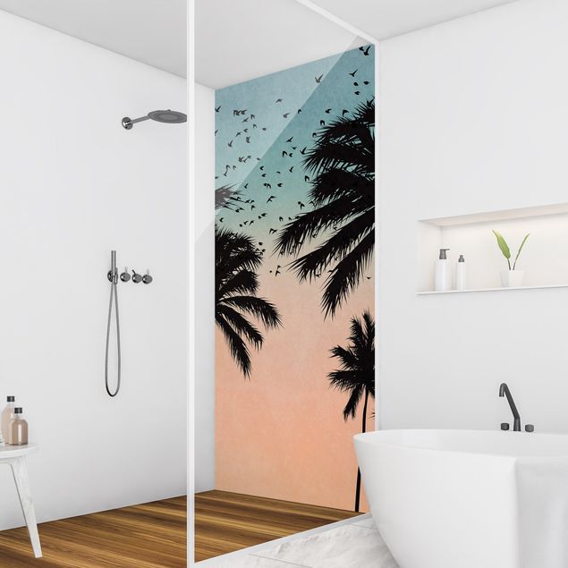 Shower panels Tropical Sunrise In Blue Pink