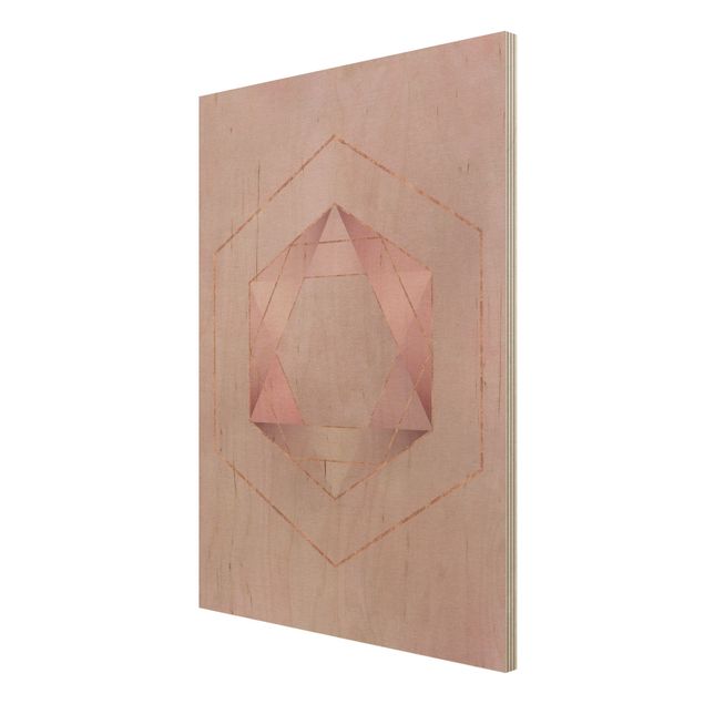 Print on wood - Geometry In Pink And Gold I