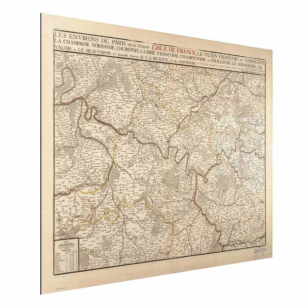 Aluminium dibond Vintage Map France