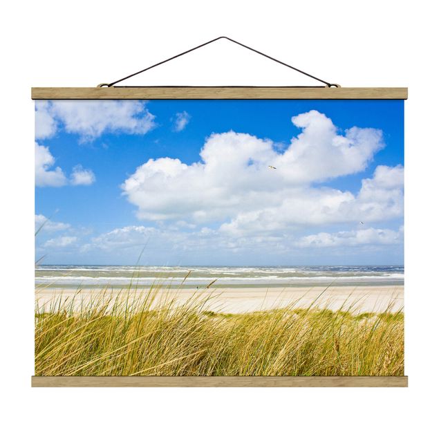 Fabric print with poster hangers - At The North Sea Coast