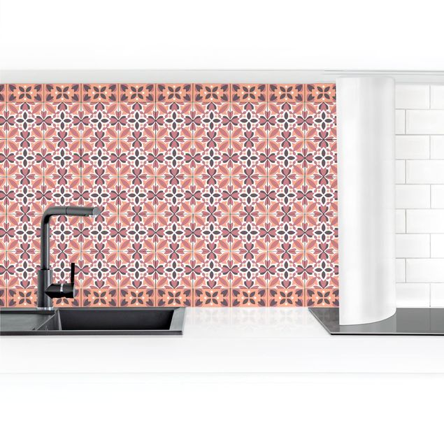 Kitchen wall cladding - Geometrical Tile Mix Blossom Orange