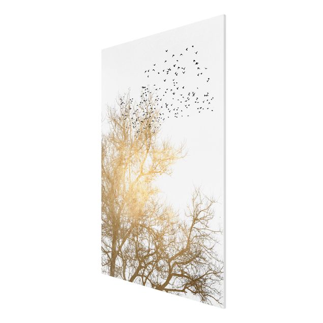 Print on forex - Flock Of Birds In Front Of Golden Tree