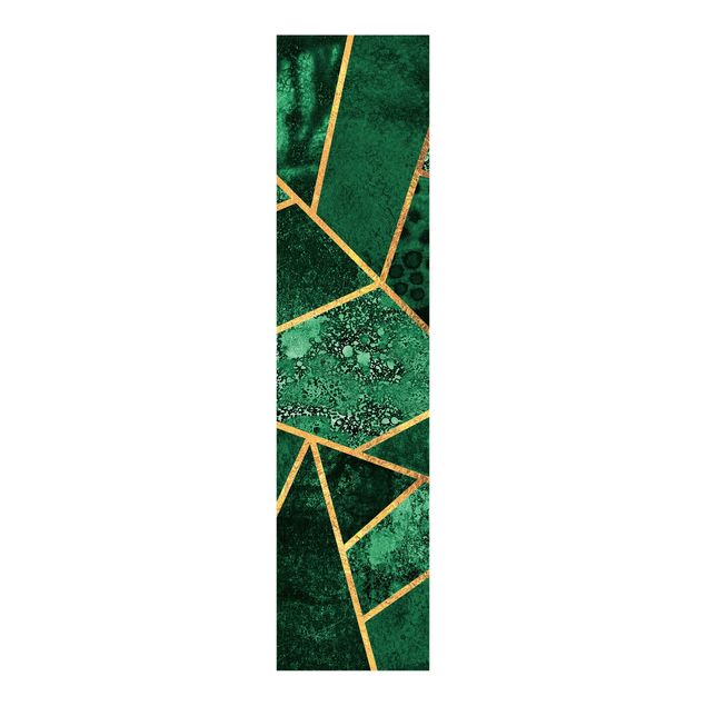 Sliding panel curtain - Dark Emerald With Gold