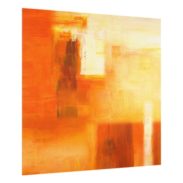 Glass splashbacks Petra Schüßler - Composition In Orange And Brown 02