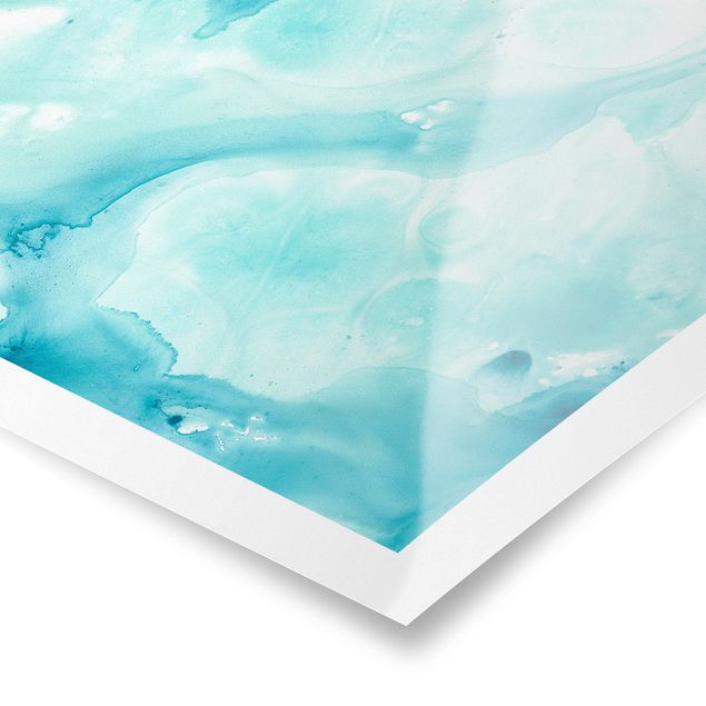 Poster - Emulsion In White And Turquoise I