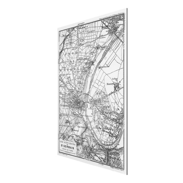 Print on aluminium - Vintage Map St Germain Paris
