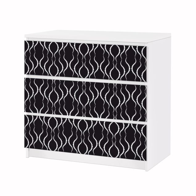 Adhesive film for furniture IKEA - Malm chest of 3x drawers - Dot Pattern In Black