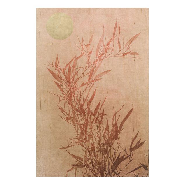 Print on wood - Golden Sun Pink Bamboo