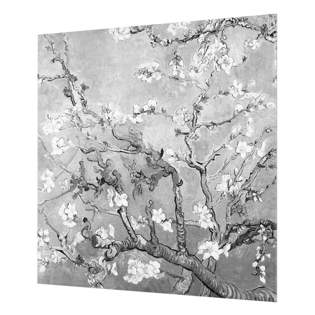 Splashback - Vincent Van Gogh - Almond Blossom Black And White - Square 1:1