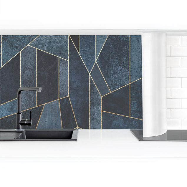 Kitchen wall cladding - Blue Geometry Watercolour  II