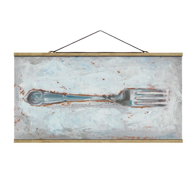 Fabric print with poster hangers - Impressionistic Cutlery - Fork