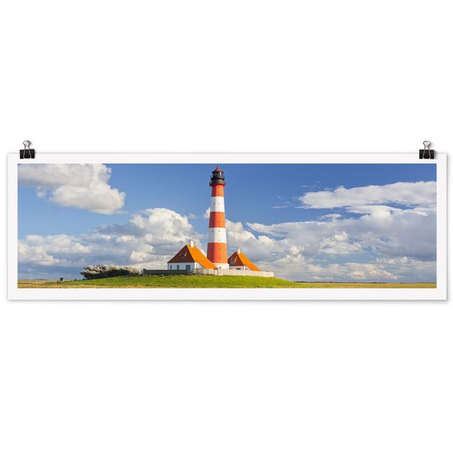 Panoramic poster beach - Lighthouse In Schleswig-Holstein