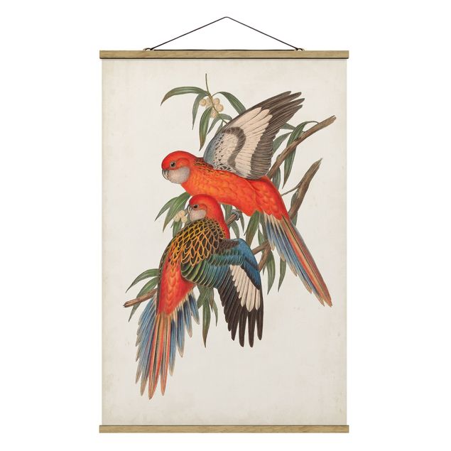 Fabric print with poster hangers - Tropical Parrot I
