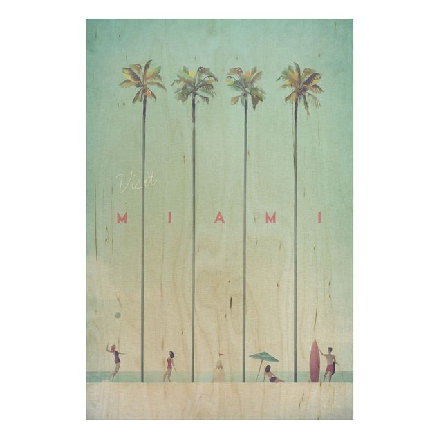 Print on wood - Travel Poster - Miami