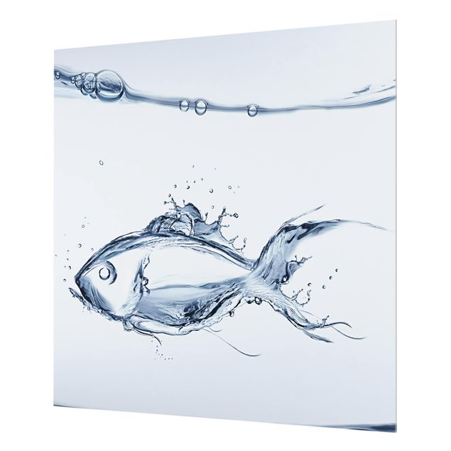 Glass Splashback - Liquid Silver Fish - Square 1:1