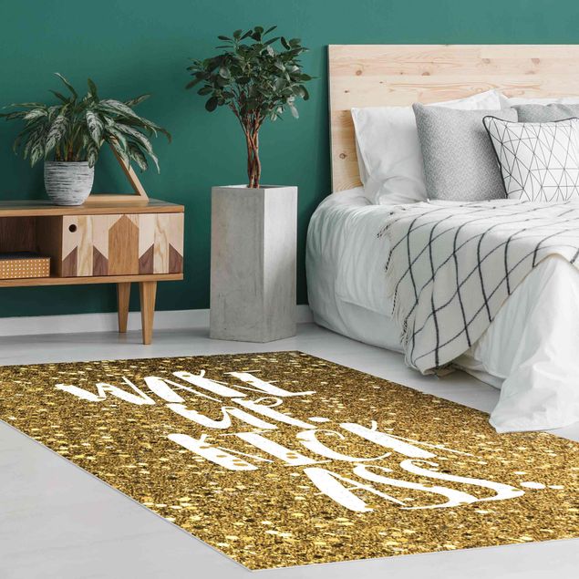 contemporary rugs Wake Up Kick Ass Gold