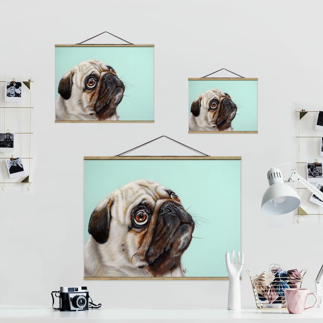Fabric print with poster hangers - Reward For Pug