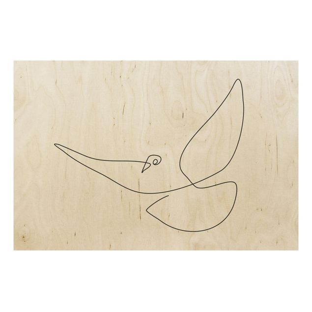 Print on wood - Dove Line Art