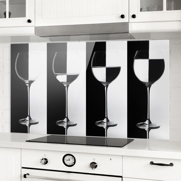 Glass splashback patterns Wine Glasses Black & White