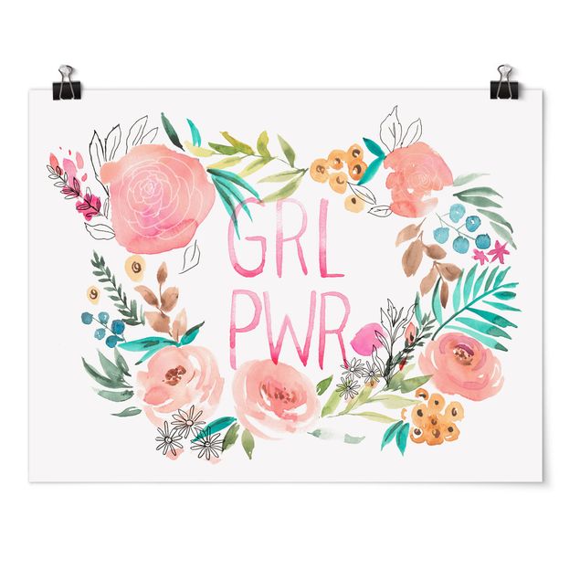 Poster - Pink Flowers - Girl Power