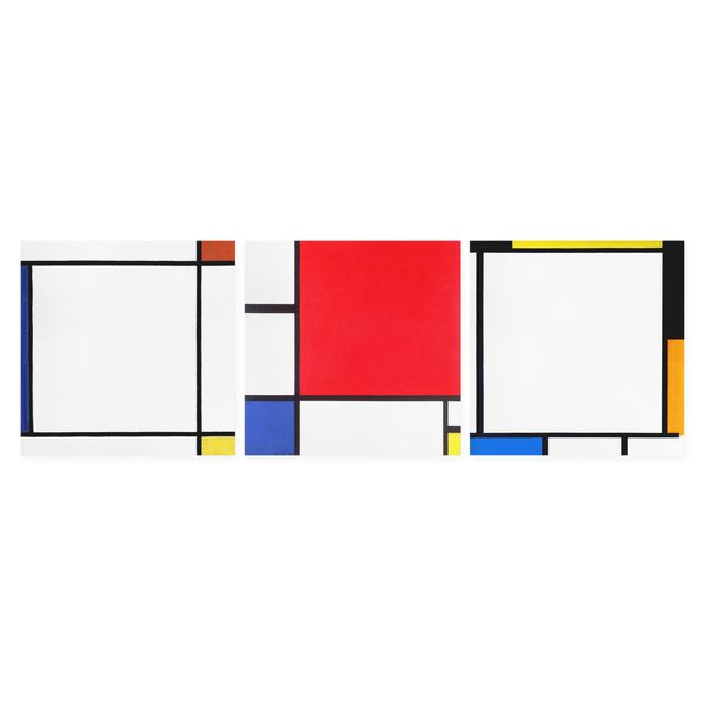Print on canvas 3 parts - Piet Mondrian - Square Compositions