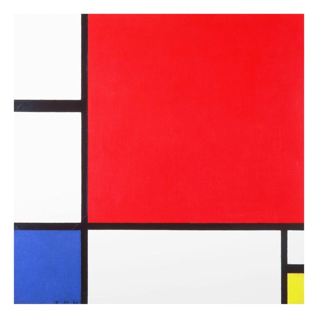Glass Splashback - Piet Mondrian - Composition Red Blue Yellow - Square 1:1