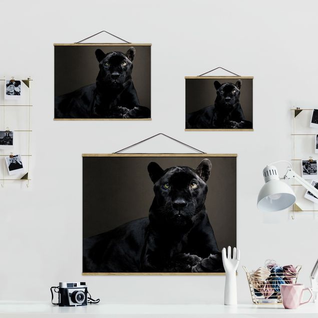 Fabric print with poster hangers - Black Puma