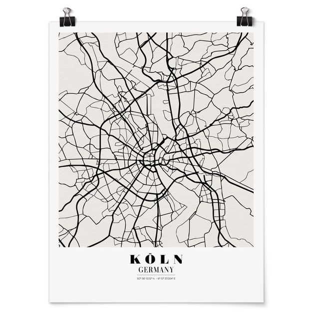 Poster city, country & world maps - Cologne City Map - Classic